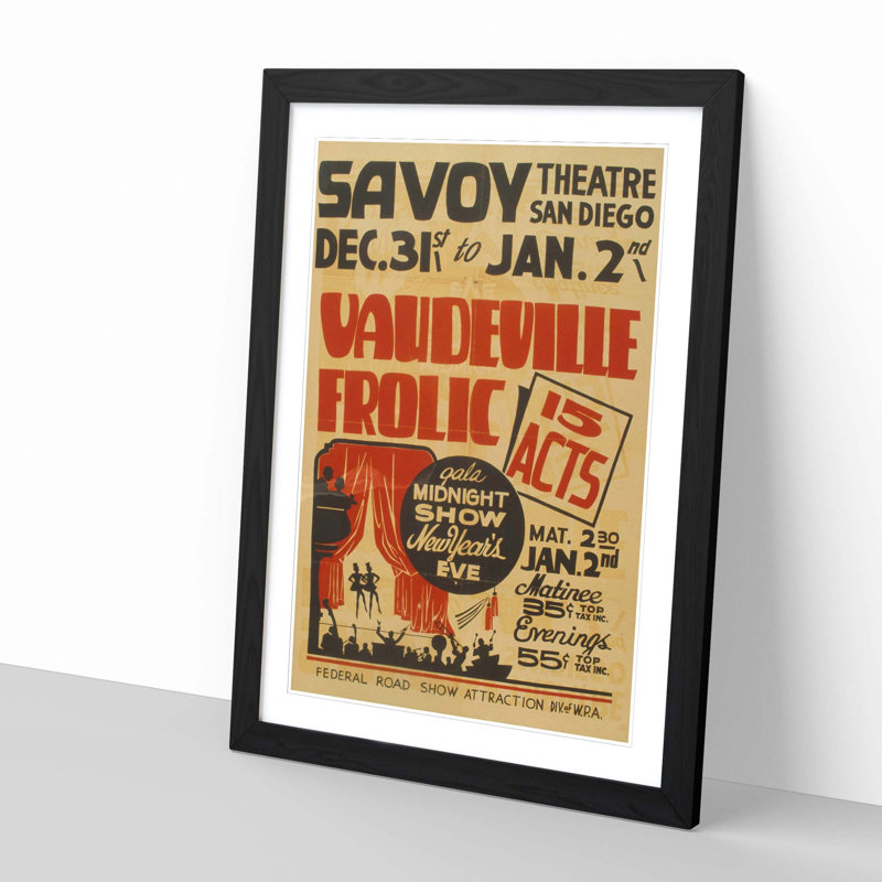 Vintage WPA Vaudeville Frolic Framed Vintage Advertisement - Framed Print, Black