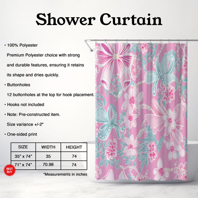 Rideau de douche standard 1 pièce Elegant, H 74 po x l 71 po