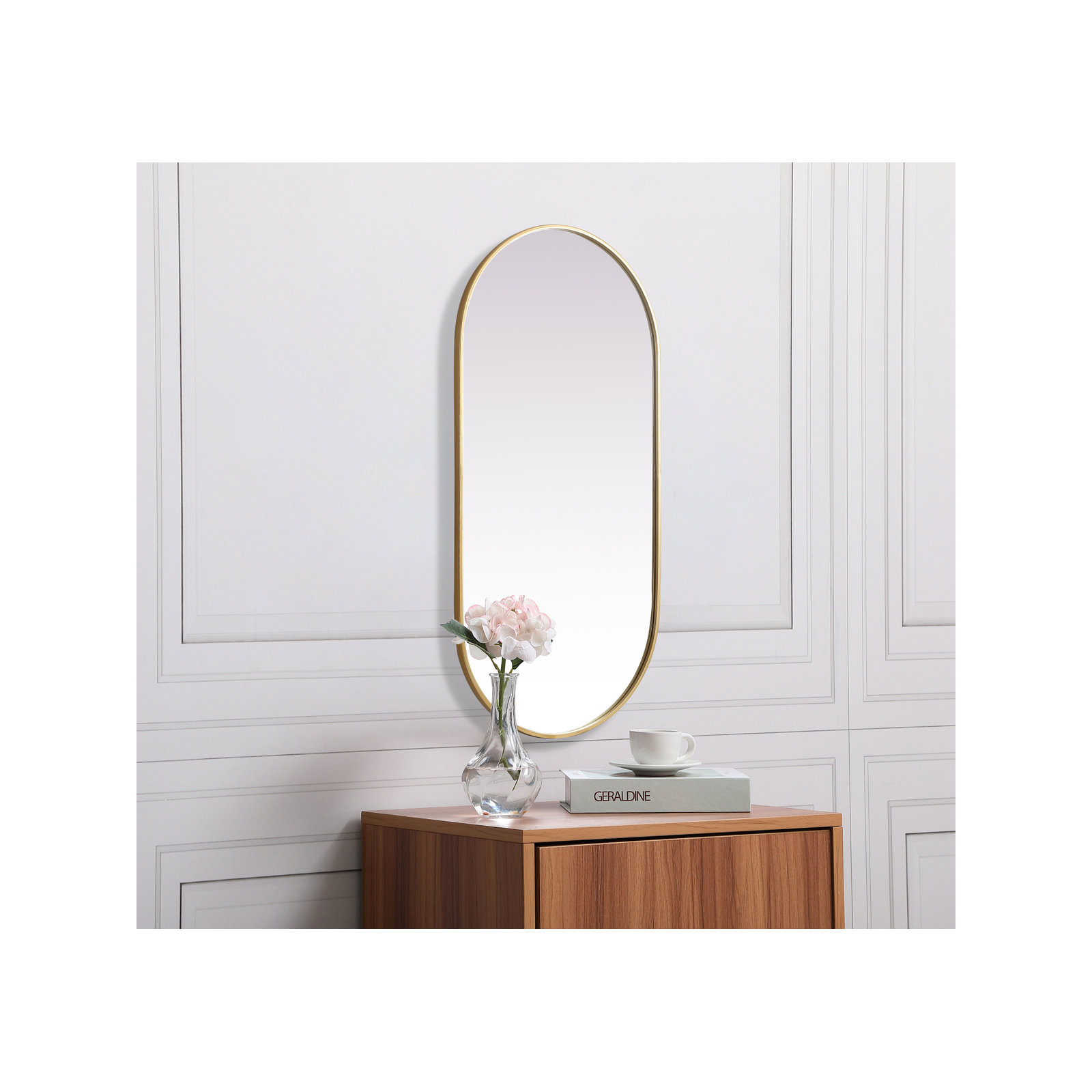 Elington Metal Oval Mirror, Brass, 48"  x 24" 