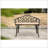 Patio Garden Bench With Floral Rose Design, Cast Aluminum Outdoor Furniture, Perfect For Patio, Park, Lawn, And Yard With Cushion