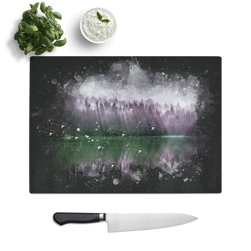 Tempered Glass Fog over Forest in Italy Chopping Board, 28.5 cm x 39 cm