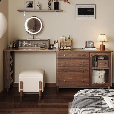 Ensemble coiffeuse rétro en bois massif