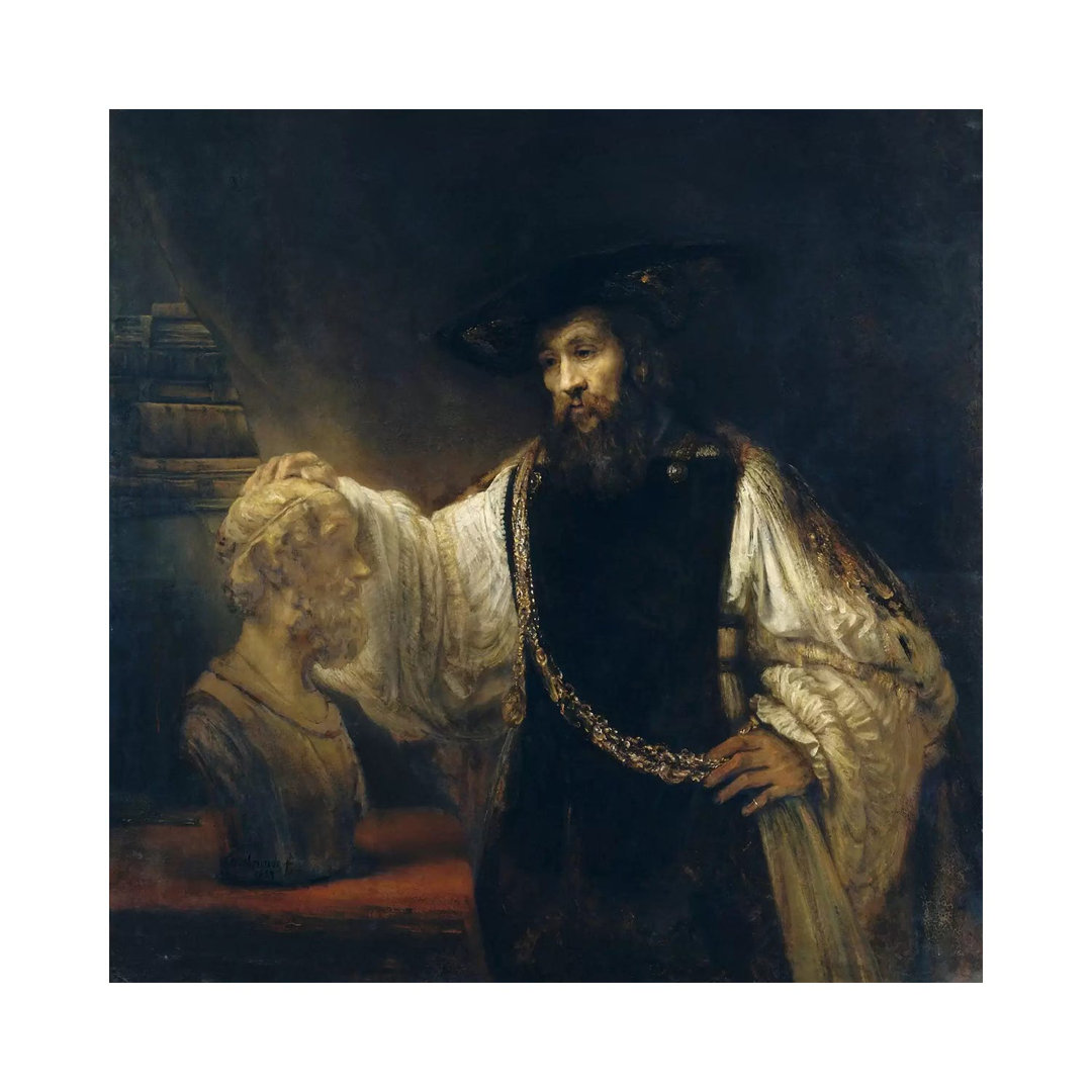 Aristotle Comtemplating The Bust Of Homer Or Aristotle With A Bust Of Homer by Rembrandt Van Rijn - Wrapped Canvas Print