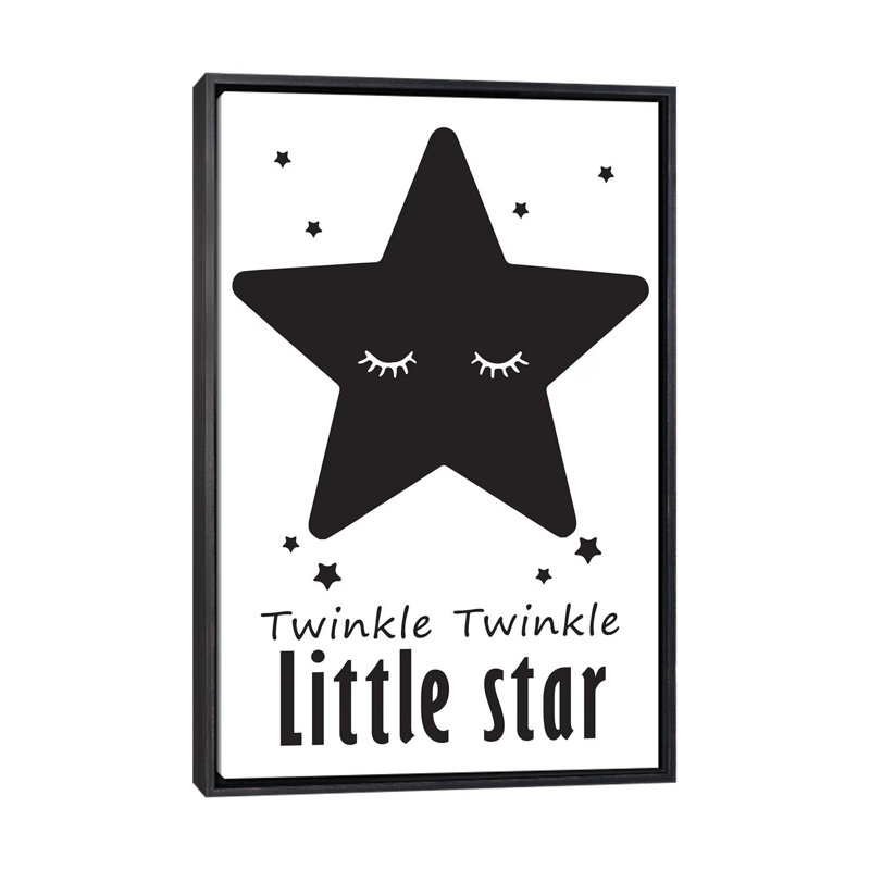 Twinkle Little Star - impression d'art graphique, Pas de tapis, Toile avec cadre noir patiné, H 26 po x l 18 po x 1,5 po