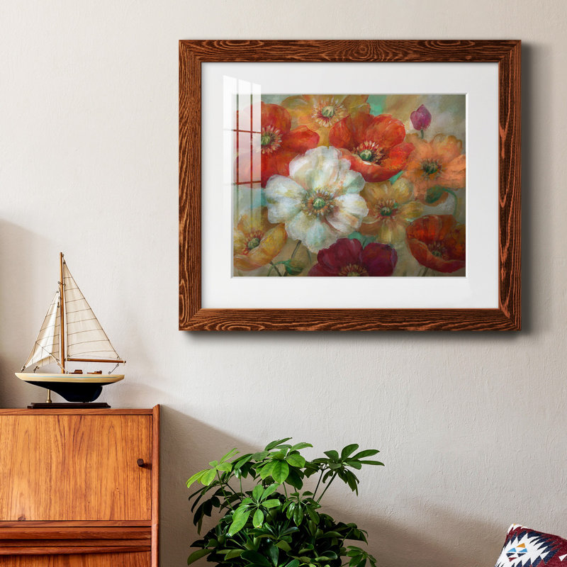Poppycentric - Peinture encadrée, H 31 po x l 44 po x P 1 po, Érable encadré