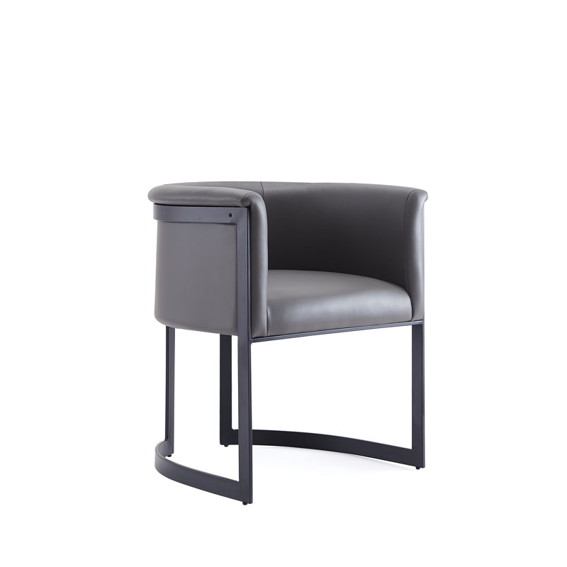 Chaise de salle à manger rembourrée en cuir Corso, Gris