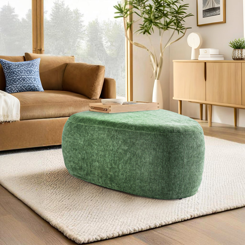 Adna 111.5Cm Wide Triangle Footstool Ottoman, Green