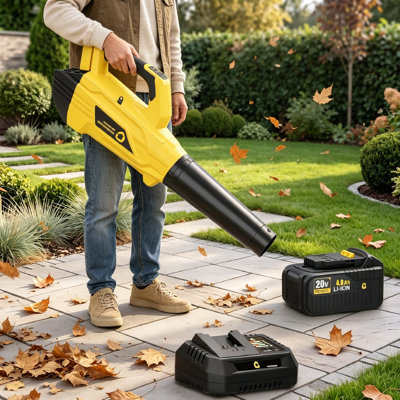 Powerful Cordless Leaf Blower – Leaf Blower Cordless with 4.0Ah Battery & Fast Charger,700CFM 250MPH, 20V Brushless Motor, 2-Speed High-Speed, Lightweight Handheld for Lawn, Yard & Debris Clean