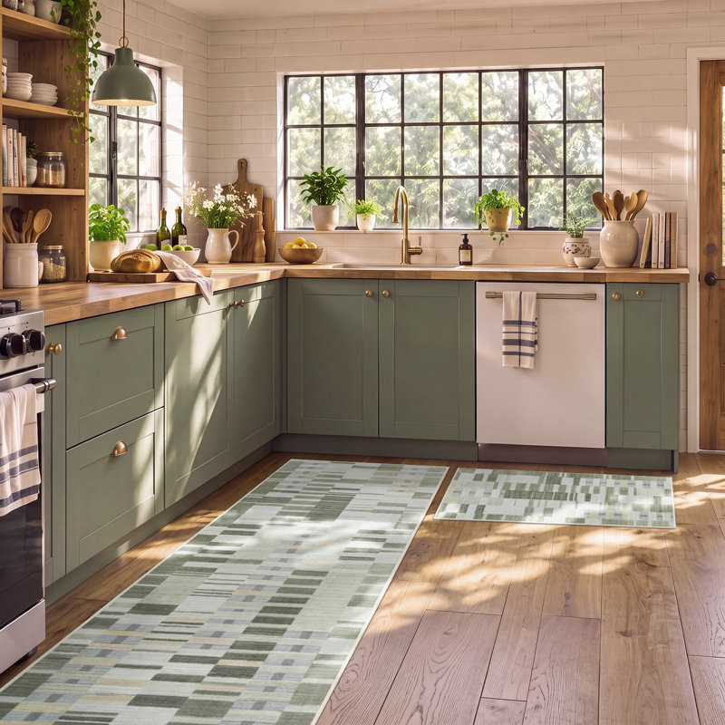 Tapis de cuisine en flanelle douce, lavable à la machine, avec dos antidérapant, 24"x35"+20"x48"+24"x71", Light Taupe