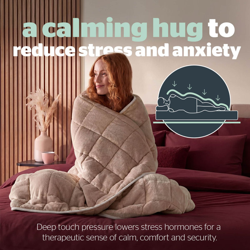 Silentnight Wellbeing Collection Weighted Blanket Adults 6.8 KG Faux Fur, Beige