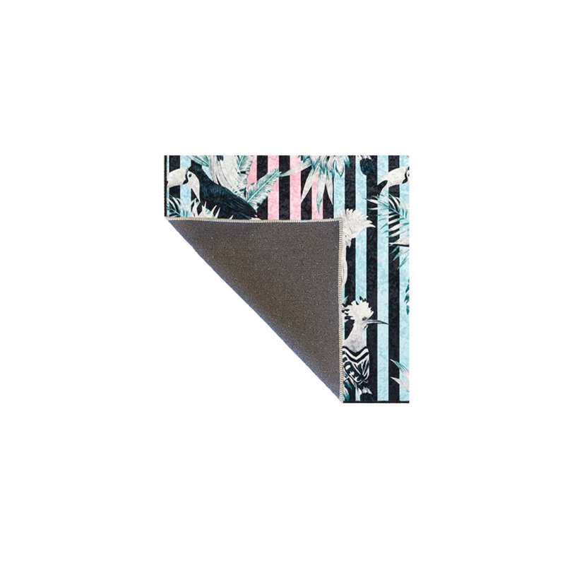 Tapis tissé à motif géométrique lavable à rayures multicolores, Sous-tapis rectangulaire de 3 pi 3 po x 4 pi 11 po