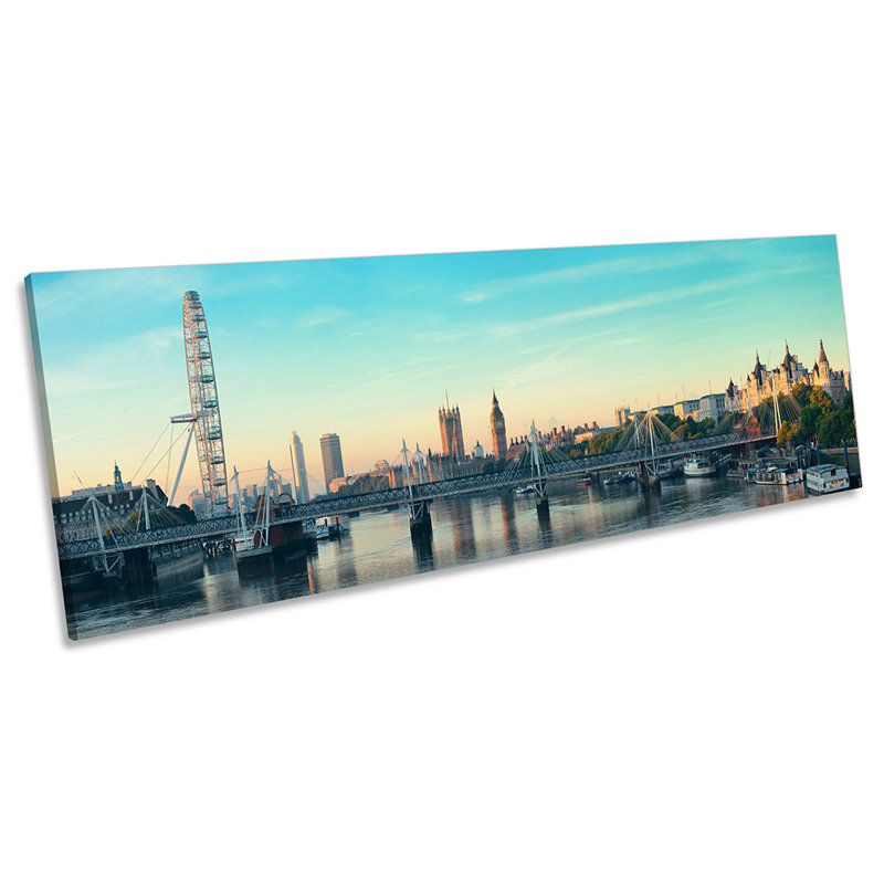 London City Skyline Landmarks - Wrapped Canvas Panoramic Print, 30.48cm H x 91.44cm W