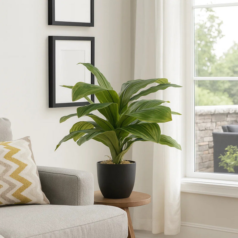 Petit arbre Dracaena en soie artificielle d'intérieur 17 pouces à feuilles vertes