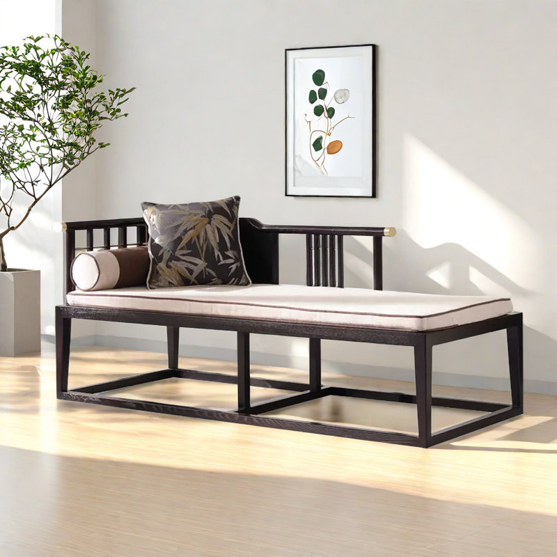 Chaise longue rembourrée en bois massif New