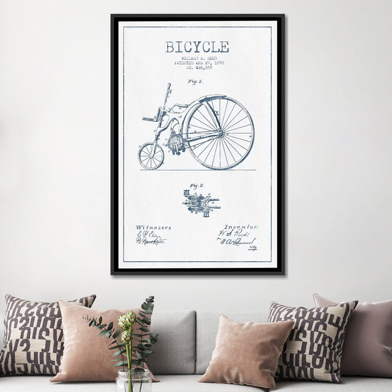 « willard s. roseau », reproduction d’impression sur toile en blanc/bleu, H 26 po x l 18 po x P 1,5 po, Toile avec cadre noir