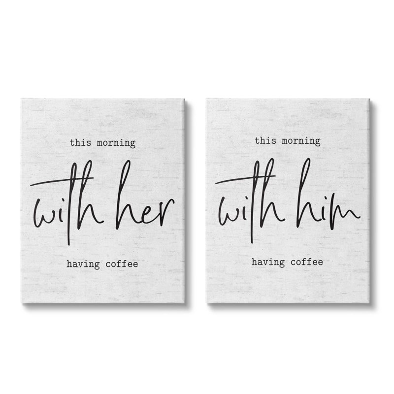 «This Morning with him and Her» par lettré et doublé - ensemble de 2 reproductions d'impressions, Toile tendue