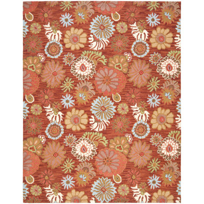 Emrick Hand Hooked Wool Floral Rug
