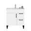 Meuble-lavabo de 80 cm avec lavabo, design blanc, poignée en métal noir, pattes, lavabo en céramique, rangement pratique pour salles de bain de taille moyenne, meuble-lavabo, armoire, mise à niveau élégante
