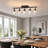 35" 5-Light Black Fixed Track Lighting Kit With Adjustable Heads And Glass Shades-134285588