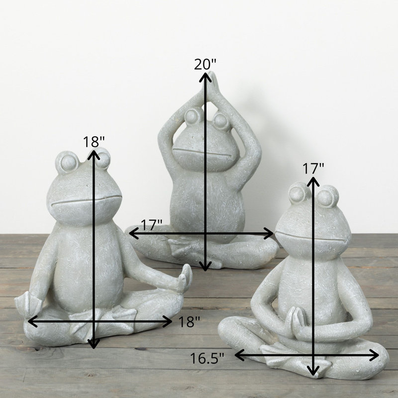 Ensemble de statue de jardin 3 pièces Yoga Frog