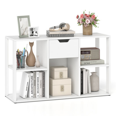 5-Cube Bookcase Freestanding Bookshelf Modern Display Rack with 2 Anti-tipping Kits White