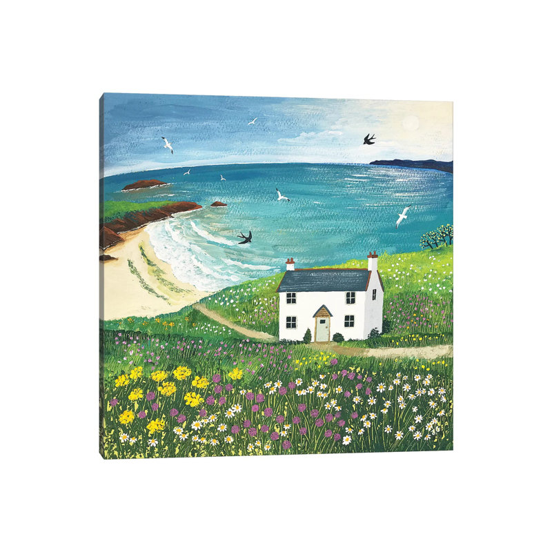 Seaside Cottage by Jo Grundy - Wrapped Canvas Painting, 66.04 cm H x 66.04 cm W x 3.175 cm D