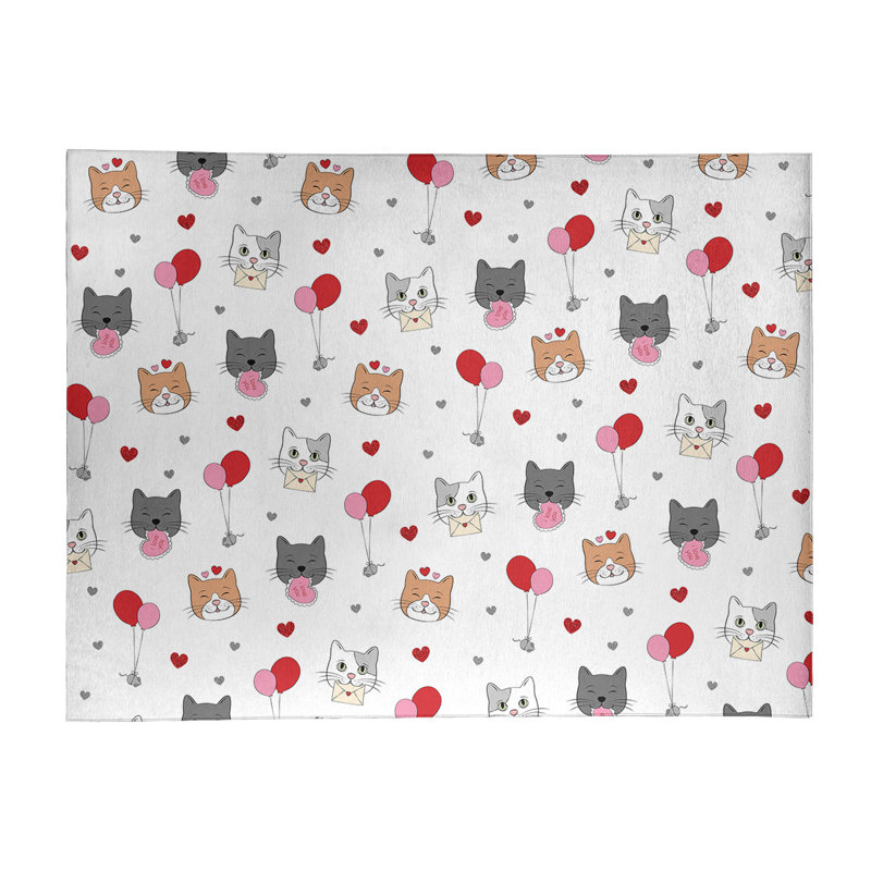 Tapis gris/rose/rouge fait main, Rectangle 8 pi x 10 pi