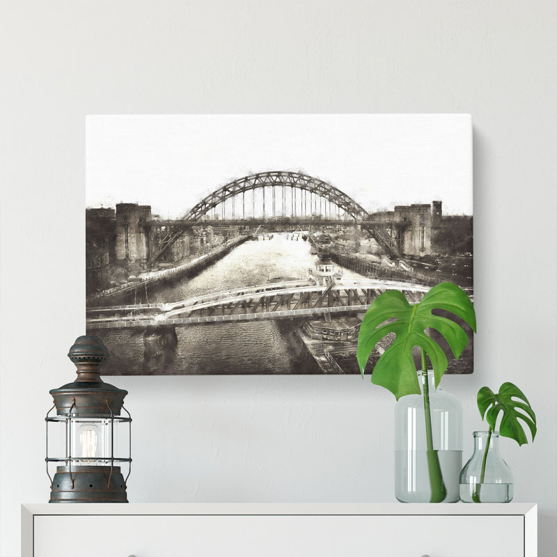 Tyne Bridge Linking Newcastle - Wrapped Canvas, 40cm H x 60cm W x 3cm D