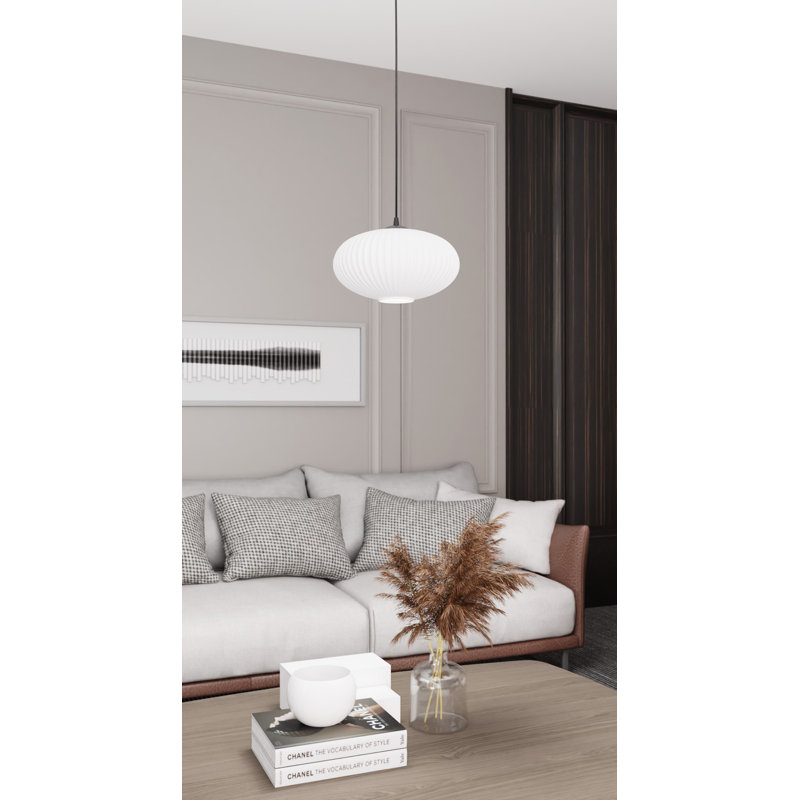 Samyiah 1 - Light Matte Black Pendant, Matte Black/Opal