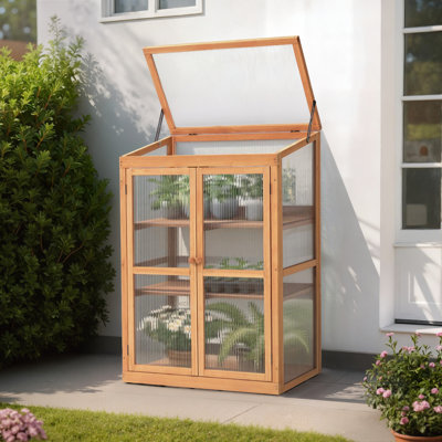 30" W x 18" D Portable Greenhouse Wooden Cold Frame