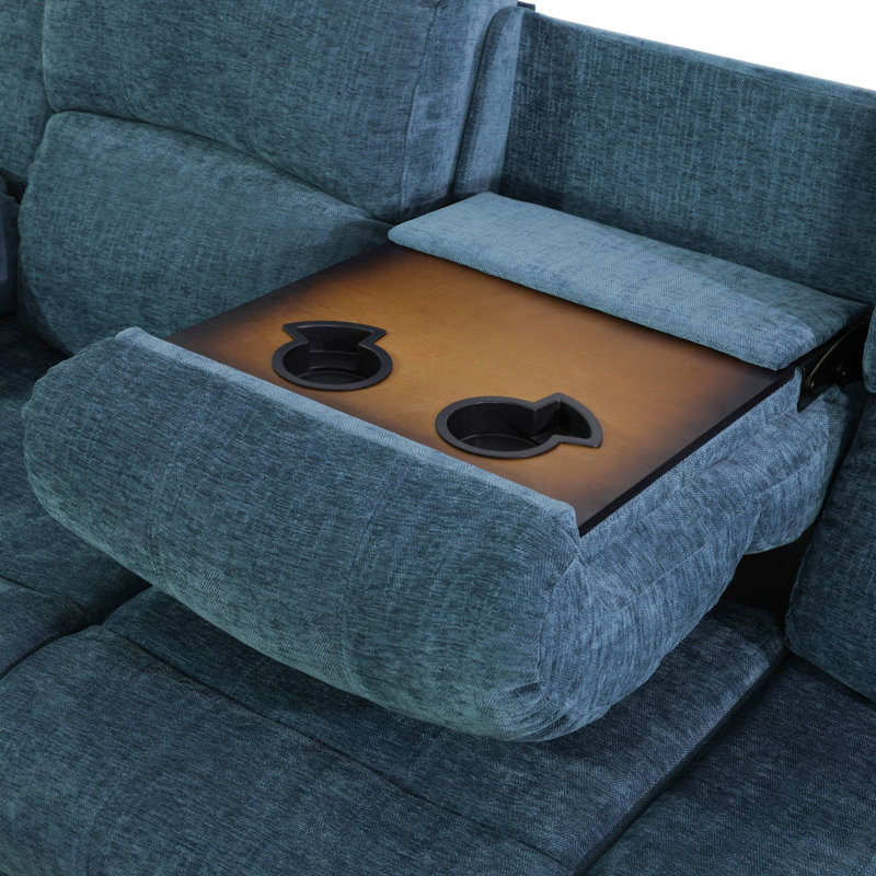 Ensemble de salon inclinable 2 pièces en similicuir noir avec console de rangement et porte-gobelets