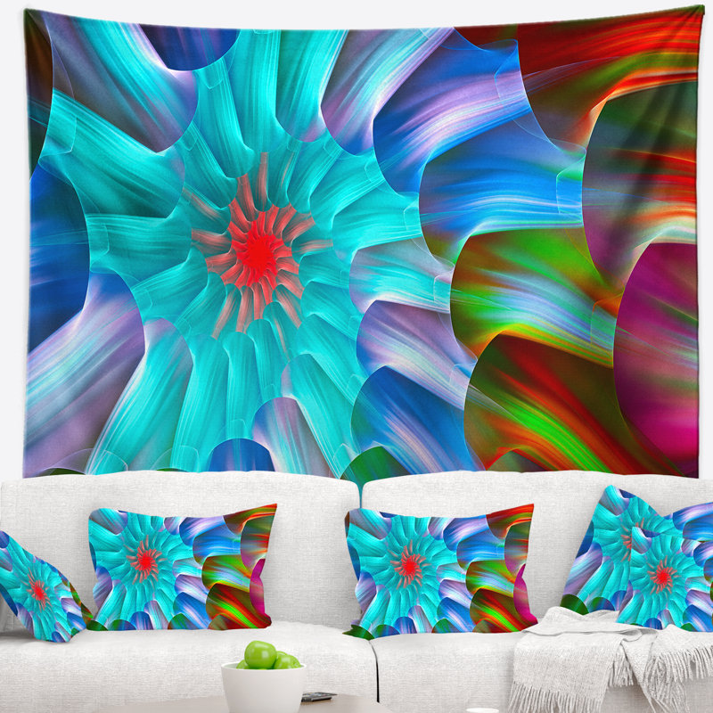 Tapisserie à spirales fractales à plusieurs couches abstraites, H 32 po x l 39 po