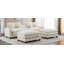 Canapé modulaire en chenille de 111 po avec deux repose-pieds amovibles, deux ports USB, deux porte-gobelets et une grande boîte de rangement pour le salon, beige-1974045919