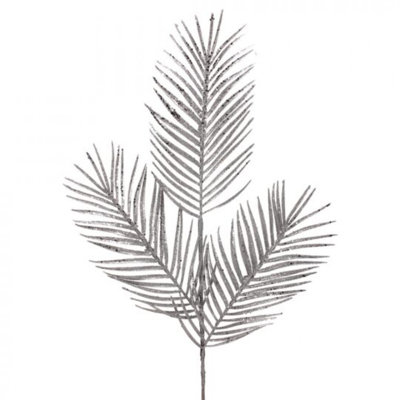 Glittered Triple Palm Leaf Spray Faux Plants And Trees