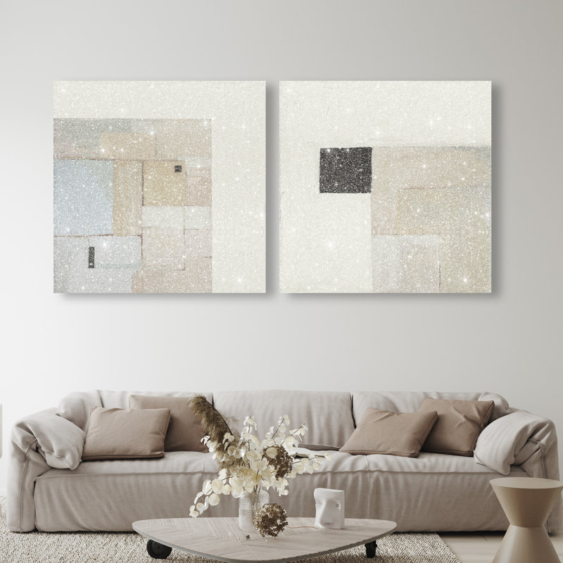 Soft Roughness Set Canvas Abstract Print by Oliver Gal, Black Frame, 12 x 12, 40"H x 40"W, Gallery Wrapped