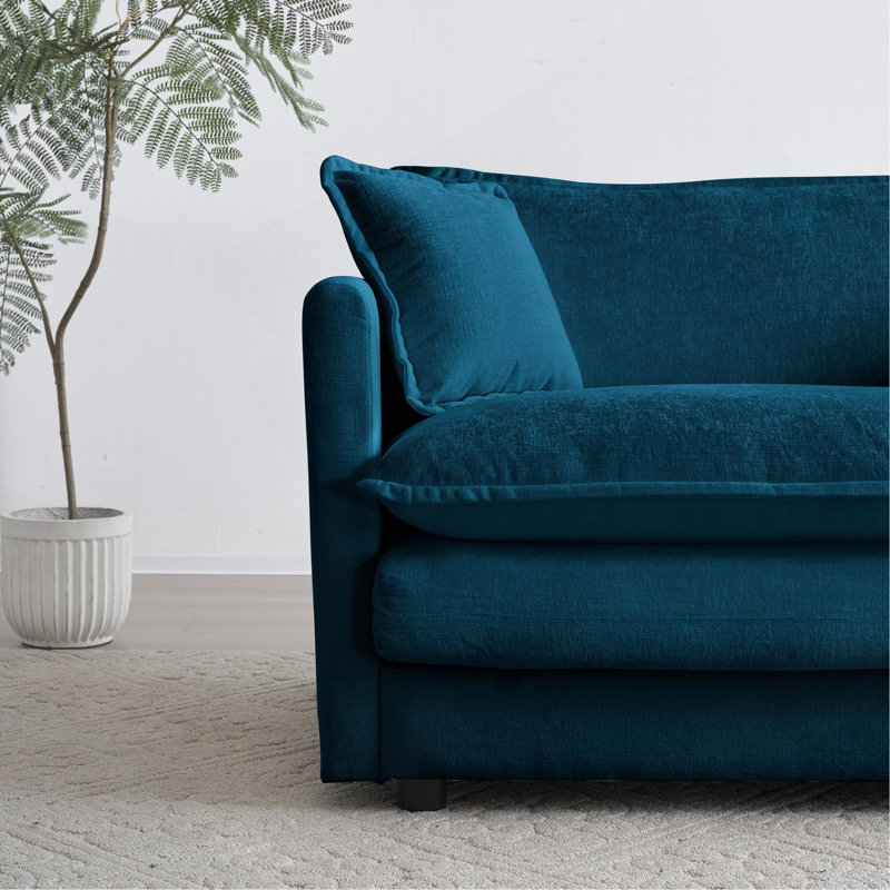 Canapé modulaire en U avec repose-pieds réversible, canapé d'angle convertible 5 places avec 2 repose-pieds, canapé doux et minimaliste moderne pour le salon, chenille bleue