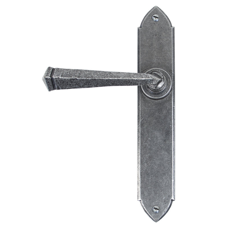 Gothic Latch Door Handle, Pewter Patina