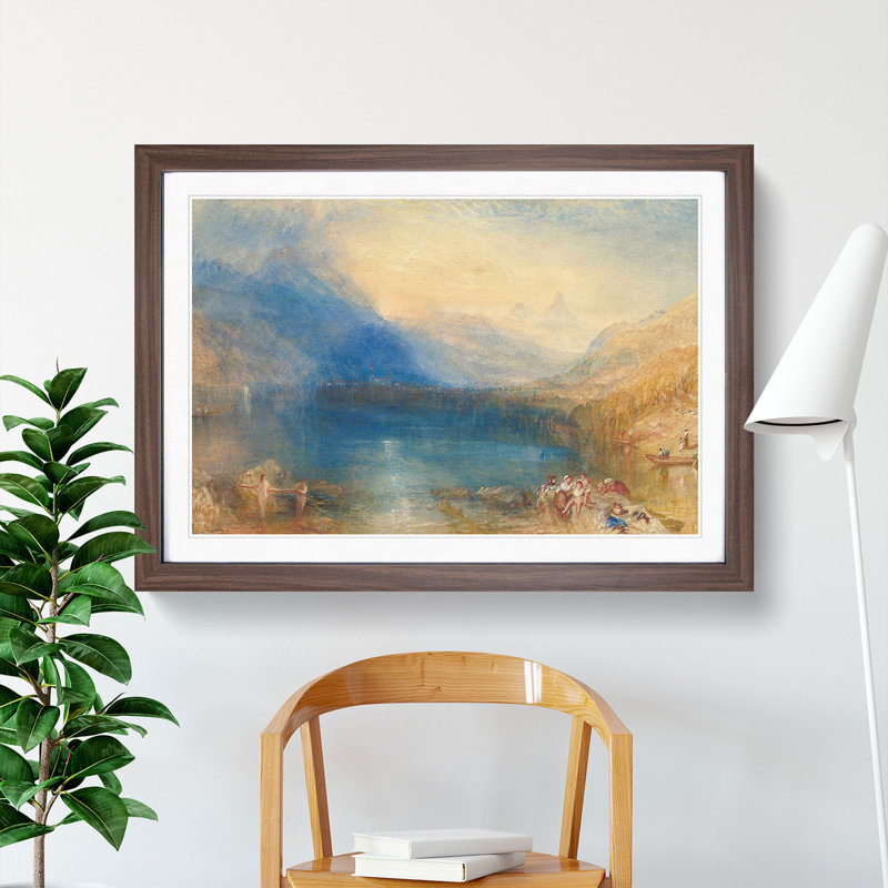 Lake of Zug by Joseph Mallord William Turner - Picture Frame Painting, Walnut Framed, 36cm H x 48cm W x 2cm D