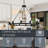 25" 6-Light Large Industrial Rustic Farmhouse Wagon Wheel Chandelier, Round Kitchen Island Light, Matte Black Finish-474278042