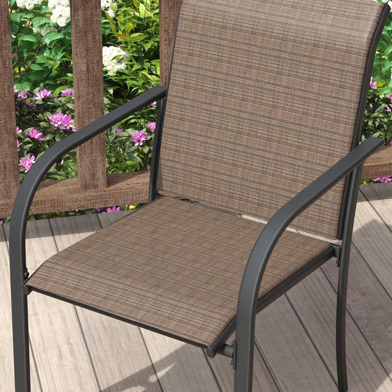 Chaise de salle à manger d'extérieur empilable en textilène, Brun