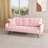 Sofa Bed Armrest With Nail Head Trim With Two Cup Holders 72" Pink Velvet Sofa For Small Spaces