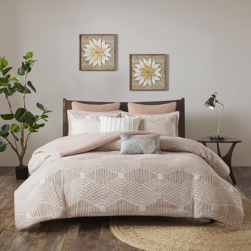 Ensemble d'édredon en coton jacquard 3 pièces, Édredon pour grand lit + 2 taies décoratives