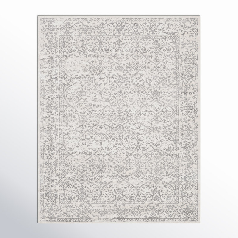Tapis oriental gris / ivoire DeSoto, Rectangle 7 pi 10 po x 10 pi