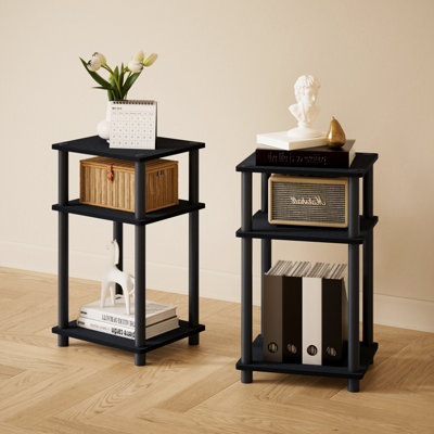 2 Packs 15.5" x 15.5" x 17.8" Wood Nightstand Modern Bedside Table with Drawer & Shelf