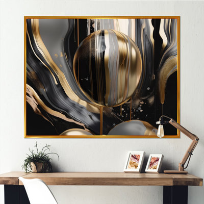 Gold And Black Captivating Marble III - Abstract Marble Wall Art