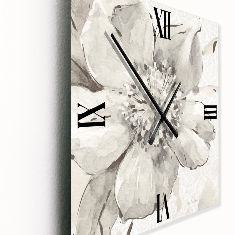 Horloge murale Indigold - pivoines grises III, Grand