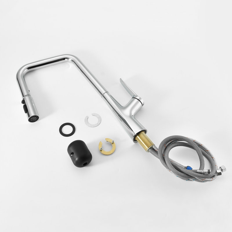 Chrome Kitchen Faucet With 3 Function 360 Sprayer And One-Touch Switching | Gift Idea, Chrome