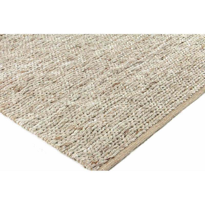 Lauryn Handmade Hand-Loomed Beige Area Rug, Rectangle 5' x 8'