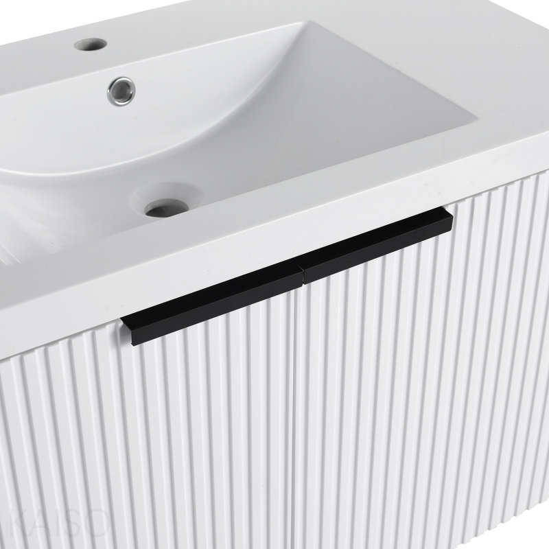 Meuble-lavabo mural 36 po avec lavabo en résine et 2 portes à fermeture en douceur (Kd-Packing)