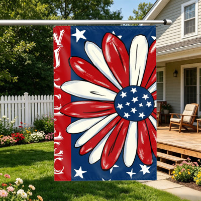 Cross & Floral Inspirational Hanging Flag, 35" X 24" (90 x 60cm) with Grommets